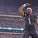 Eagles QB Jalen Hurts sporting the Bird’s black alternate jersey.